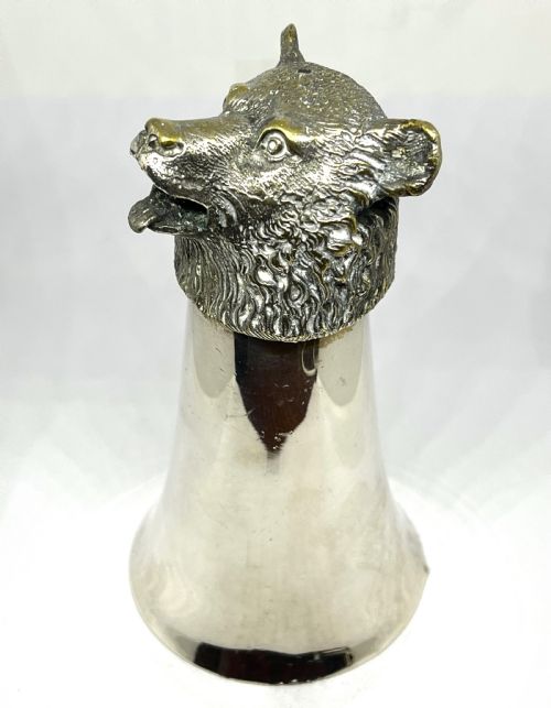 SUPERB SILVER PLATED STIRRUP CUP AS A BEAR - ADDITIONAL PHOTO 4