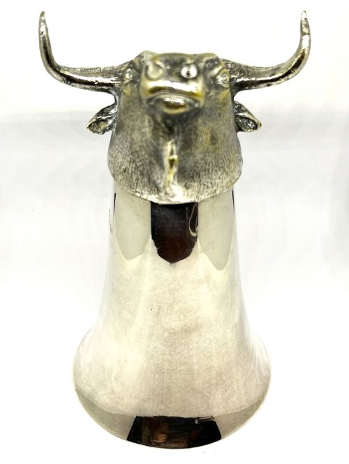 Superb Silver Plated Stirrup Cup as a Bull