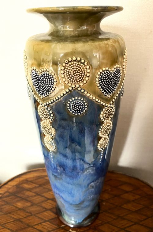 LARGE PAIR OF ROYAL DOULTON STONEWARE VASES - ADDITIONAL PHOTO 1