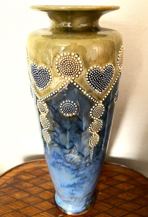 LARGE PAIR OF ROYAL DOULTON STONEWARE VASES - ADDITIONAL PHOTO 4