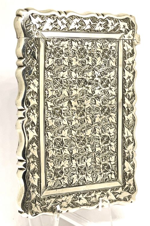 exquisite quality boxed silver card case 1888 - CATEGORY: ANTIQUE SILVER - DATED 1880