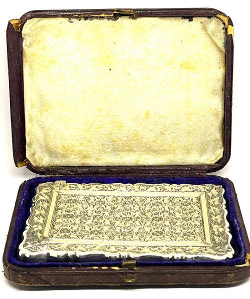 EXQUISITE QUALITY BOXED SILVER CARD CASE 1888 - ADDITIONAL PHOTO 1