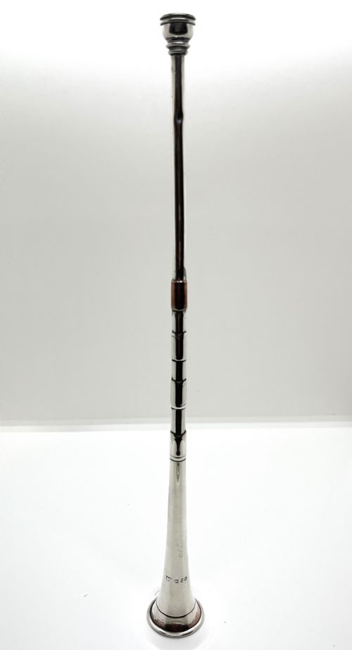 unusual chester silver candle snuffer as a hunting horn - CATEGORY: ANTIQUE SILVER - DATED 1900