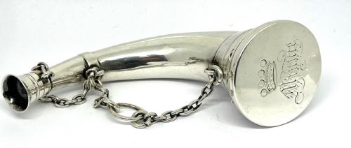 SILVER HUNTING HORN VINAIGRETTE PERFUME BOTTLE BY SAMPSON MORDAN - ADDITIONAL PHOTO 1