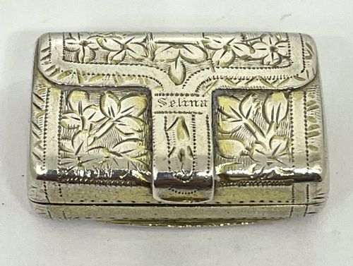 antique silver vinaigrette modelled as a purse - CATEGORY: ANTIQUE SILVER - DATED 19TH CENTURY