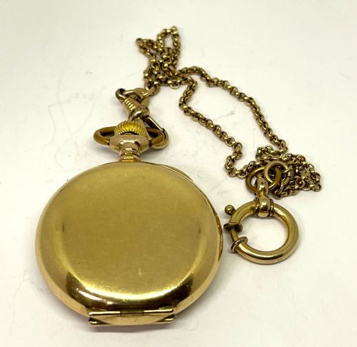 LADIES GOLD PLATED WALTHAM FULL HUNTER POCKET WATCH - ADDITIONAL PHOTO 3