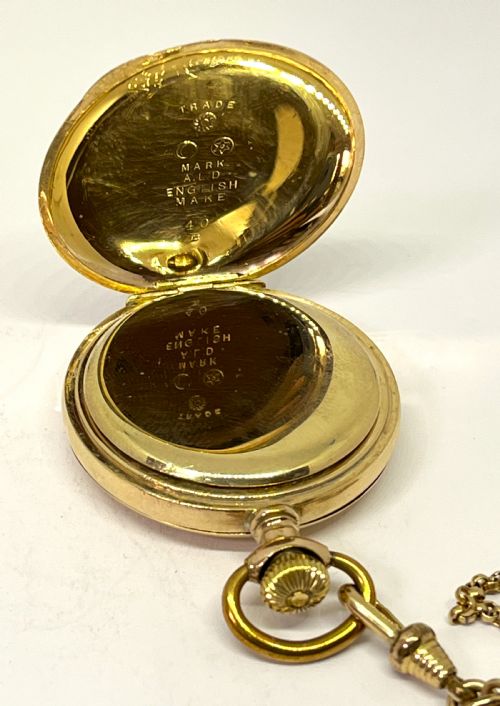 LADIES GOLD PLATED WALTHAM FULL HUNTER POCKET WATCH - ADDITIONAL PHOTO 4