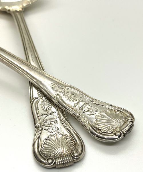 GOOD PAIR OF IRISH SILVER SAUCE LADLES 1827 - ADDITIONAL PHOTO 1