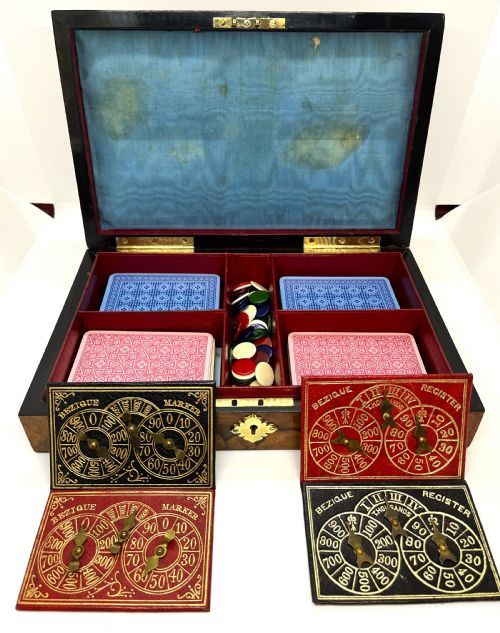 BETJEMANN BURR WALNUT GAMES BOX - ADDITIONAL PHOTO 5