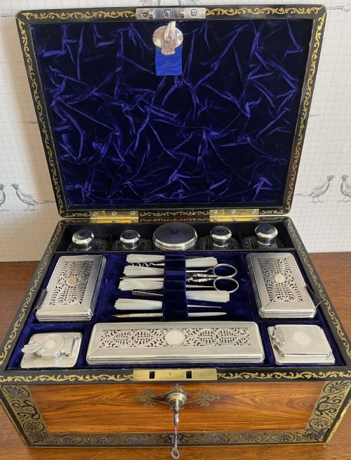 georgian kingwood silver dressing table box - CATEGORY: ANTIQUE SILVER - DATED 1800
