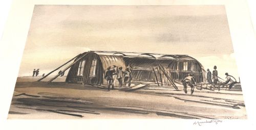 SIR MUIRHEAD BONE WW1 AUTHENTIC LITHOGRAPH REBUILDING THE SHELTER - ADDITIONAL PHOTO 1