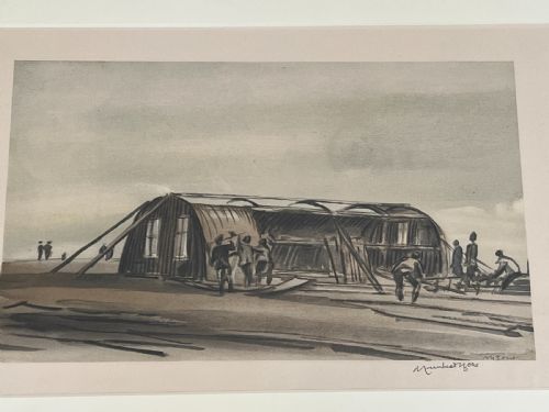 SIR MUIRHEAD BONE WW1 AUTHENTIC LITHOGRAPH REBUILDING THE SHELTER - ADDITIONAL PHOTO 2