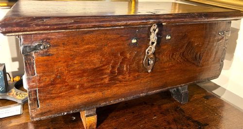 18thc small coffermarriage chest - CATEGORY: ANTIQUE CHESTS - DATED 18TH CENTURY