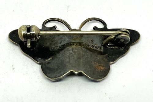HROAR PRYDZ NORWEGIAN SILVER ENAMEL BUTTERFLY BROOCH - ADDITIONAL PHOTO 1