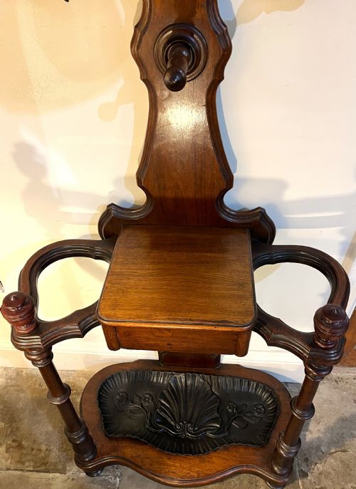 FINE QUALITY ART NOUVEAU WALNUT HALL STAND - ADDITIONAL PHOTO 7