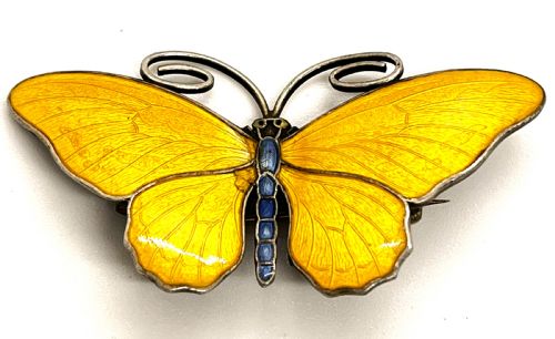 marius hammer norwegian silver enamel butterfly brooch - CATEGORY: ANTIQUE JEWELLERY - DATED 1920
