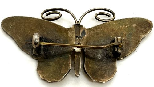 MARIUS HAMMER NORWEGIAN SILVER ENAMEL BUTTERFLY BROOCH - ADDITIONAL PHOTO 1