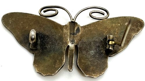 MARIUS HAMMER NORWEGIAN SILVER ENAMEL BUTTERFLY BROOCH - ADDITIONAL PHOTO 2