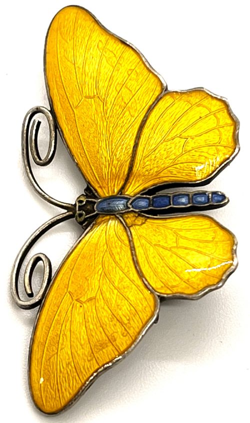 MARIUS HAMMER NORWEGIAN SILVER ENAMEL BUTTERFLY BROOCH - ADDITIONAL PHOTO 3