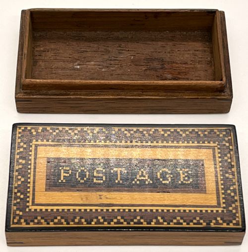 TUNBRIDGE WARE INLAID MARQUETRY POSTAGE BOX - ADDITIONAL PHOTO 1