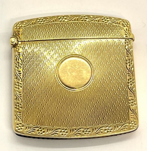 fine antique chester 9ct gold vesta case - CATEGORY: ANTIQUE METAL - DATED 1910