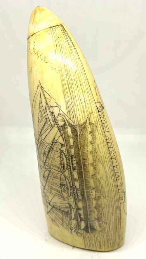 LARGE 19THC WHALER'S SCRIMSHAW OF A HULL WHALESHIP - ADDITIONAL PHOTO 1