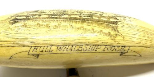 LARGE 19THC WHALER'S SCRIMSHAW OF A HULL WHALESHIP - ADDITIONAL PHOTO 2
