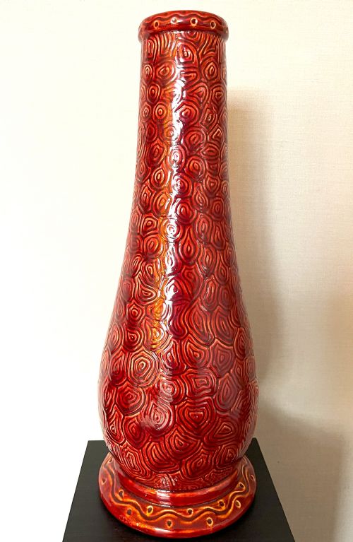 large burmantofts pottery tapering vase - CATEGORY: ANTIQUE VASES - DATED 1900