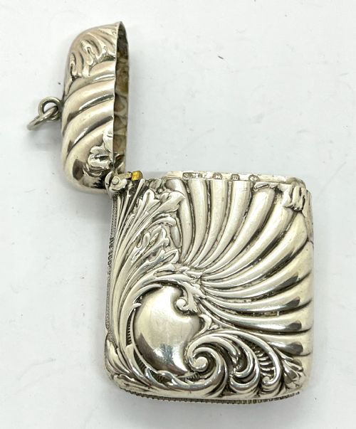 fine silver repousse work vesta case - CATEGORY: ANTIQUE SILVER - DATED 1890
