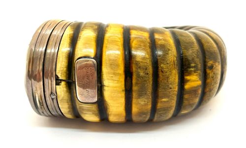 19TH CENTURY SILVER MOUNTED RAM'S HORN SNUFF MULL - ADDITIONAL PHOTO 4