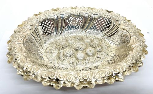 large heavy silver dish in rococo style decoration - CATEGORY: ANTIQUE SILVER - DATED 1890