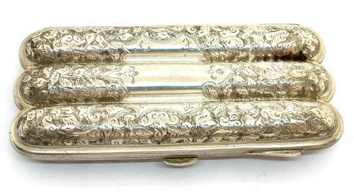 FABULOUS VICTORIAN SILVER TRIPLE CIGAR CASE - ADDITIONAL PHOTO 1