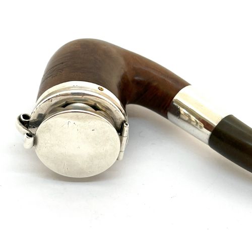 ANTIQUE SILVER CAPPED BRIARWOOD PIPE WITH ORIGINAL CASE - ADDITIONAL PHOTO 3