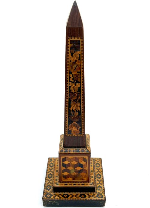 VICTORIAN TUNBRIDGE WARE OBELISK DESK THERMOMETER - ADDITIONAL PHOTO 3