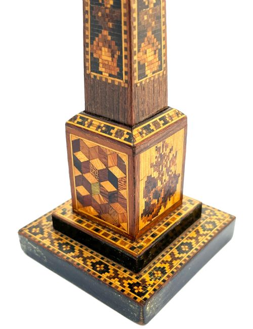 VICTORIAN TUNBRIDGE WARE OBELISK DESK THERMOMETER - ADDITIONAL PHOTO 5