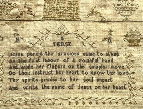 GEORGIAN PICTORIAL SAMPLER BY MARY ANN TAPSON 1821 - ADDITIONAL PHOTO 1