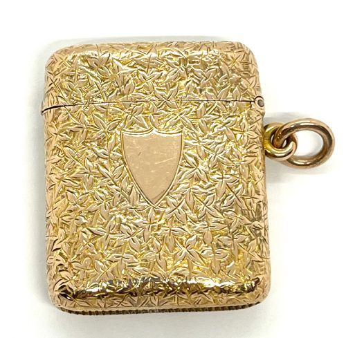 edwardian chester 9ct gold vesta case - CATEGORY: ANTIQUE METAL - DATED 1900