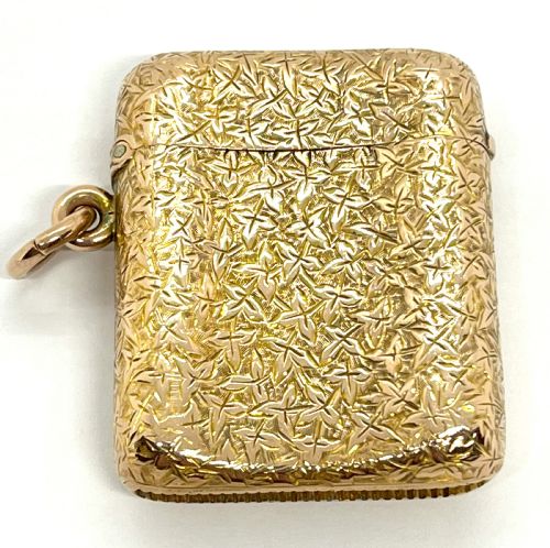 EDWARDIAN CHESTER 9CT GOLD VESTA CASE - ADDITIONAL PHOTO 1