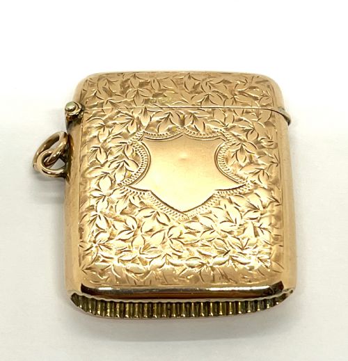 fine victorian 9ct gold vesta case - CATEGORY: ANTIQUE METAL - DATED 1890