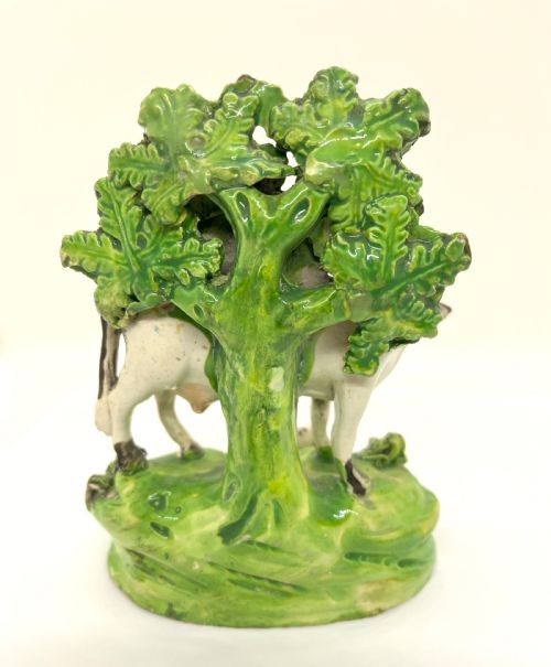 EARLY STAFFORDSHIRE PEARLWARE BOCAGE COW CALVES FIGURES - ADDITIONAL PHOTO 5