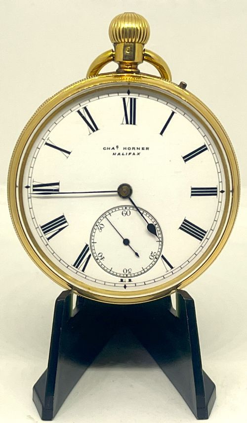 RARE CHARLES HORNER 18CT GOLD OPEN FACE POCKET WATCH - ADDITIONAL PHOTO 1