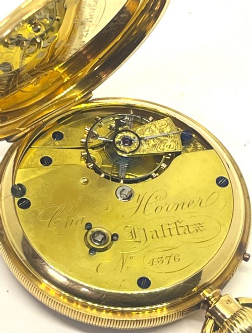 RARE CHARLES HORNER 18CT GOLD OPEN FACE POCKET WATCH - ADDITIONAL PHOTO 3
