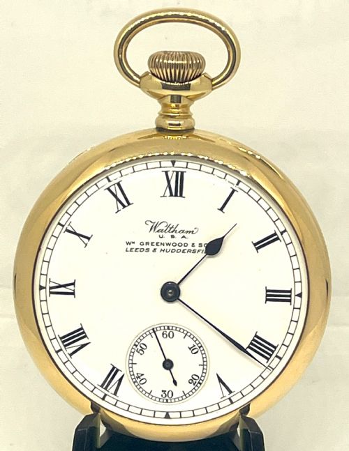 FINE WALTHAM 9CT GOLD OPEN FACE POCKET WATCH - ADDITIONAL PHOTO 1