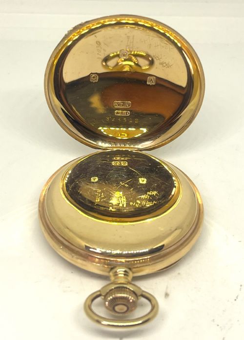 FINE WALTHAM 9CT GOLD OPEN FACE POCKET WATCH - ADDITIONAL PHOTO 3