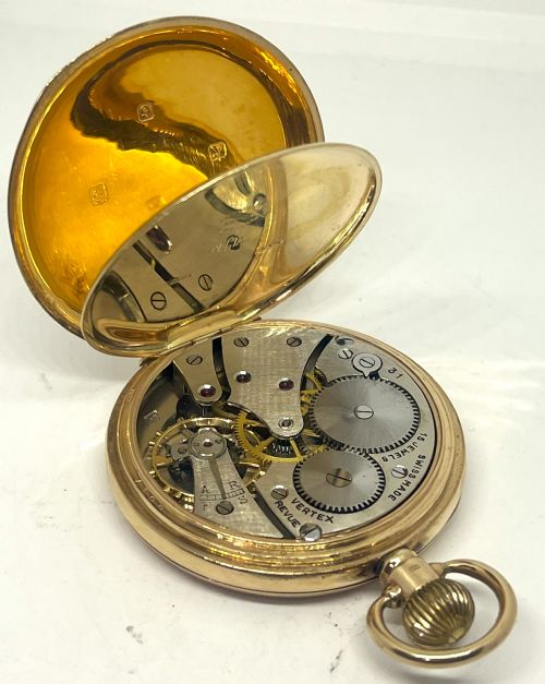 9CT GOLD SWISS VERTEX REVUE POCKET WATCH - ADDITIONAL PHOTO 6