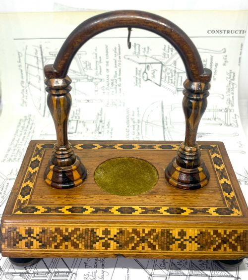 victorian tunbridge ware pocket watch stand - CATEGORY: ANTIQUE MISCELLANEOUS - DATED 1870