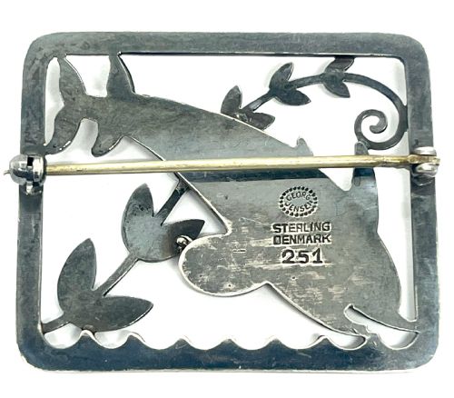 GEORG JENSEN NORWEGIAN SILVER DOLPHIN BROOCH 251 - ADDITIONAL PHOTO 1