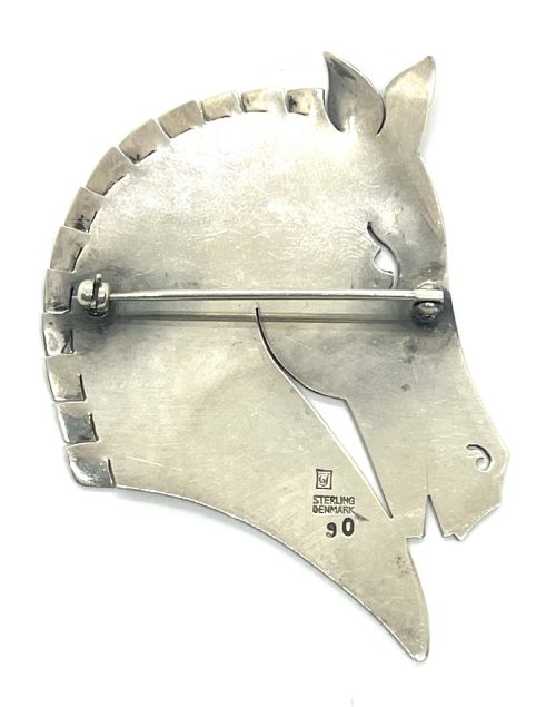 GEORG JENSEN NORWEGIAN HORSE'S HEAD DESIGN SILVER BROOCH 90 - ADDITIONAL PHOTO 1