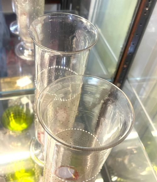 PAIR OF TALL GERMAN 19TH C GLASS VASES - ADDITIONAL PHOTO 6