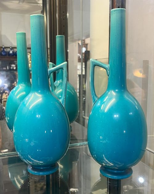 FINE AESTHETIC PAIR BURMANTOFTS VASES AFTER DR CHRISTOPHER DRESSER - ADDITIONAL PHOTO 1